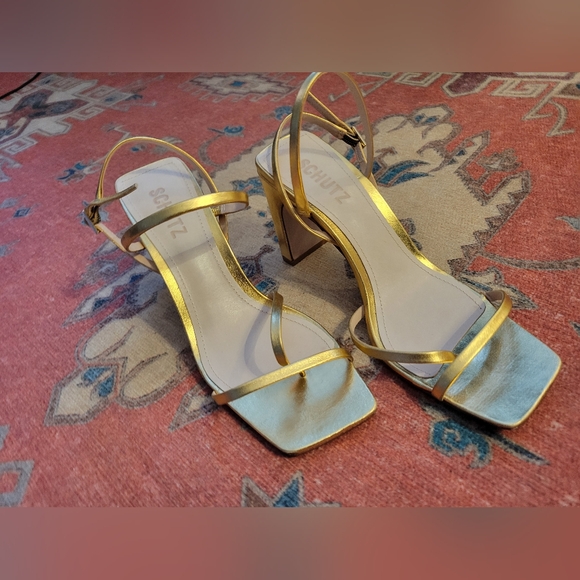 Shutz gold metallic high heel sandal - Picture 3 of 5